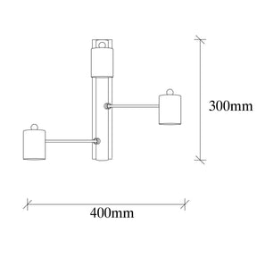 Lampa de perete Hexa, 6946, 3 becuri la diferite inaltimi, cadru metalic, negru, 40x26x30 cm