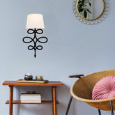 Lampa de perete Asaf-6990, negru/alb, metal/material textil, 62x28x24 cm