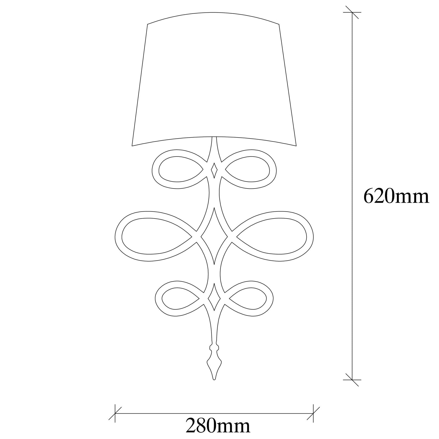 Lampa de perete Asaf-6990, negru/alb, metal/material textil, 62x28x24 cm