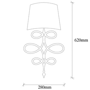 Lampa de perete Asaf-6990, negru/alb, metal/material textil, 62x28x24 cm