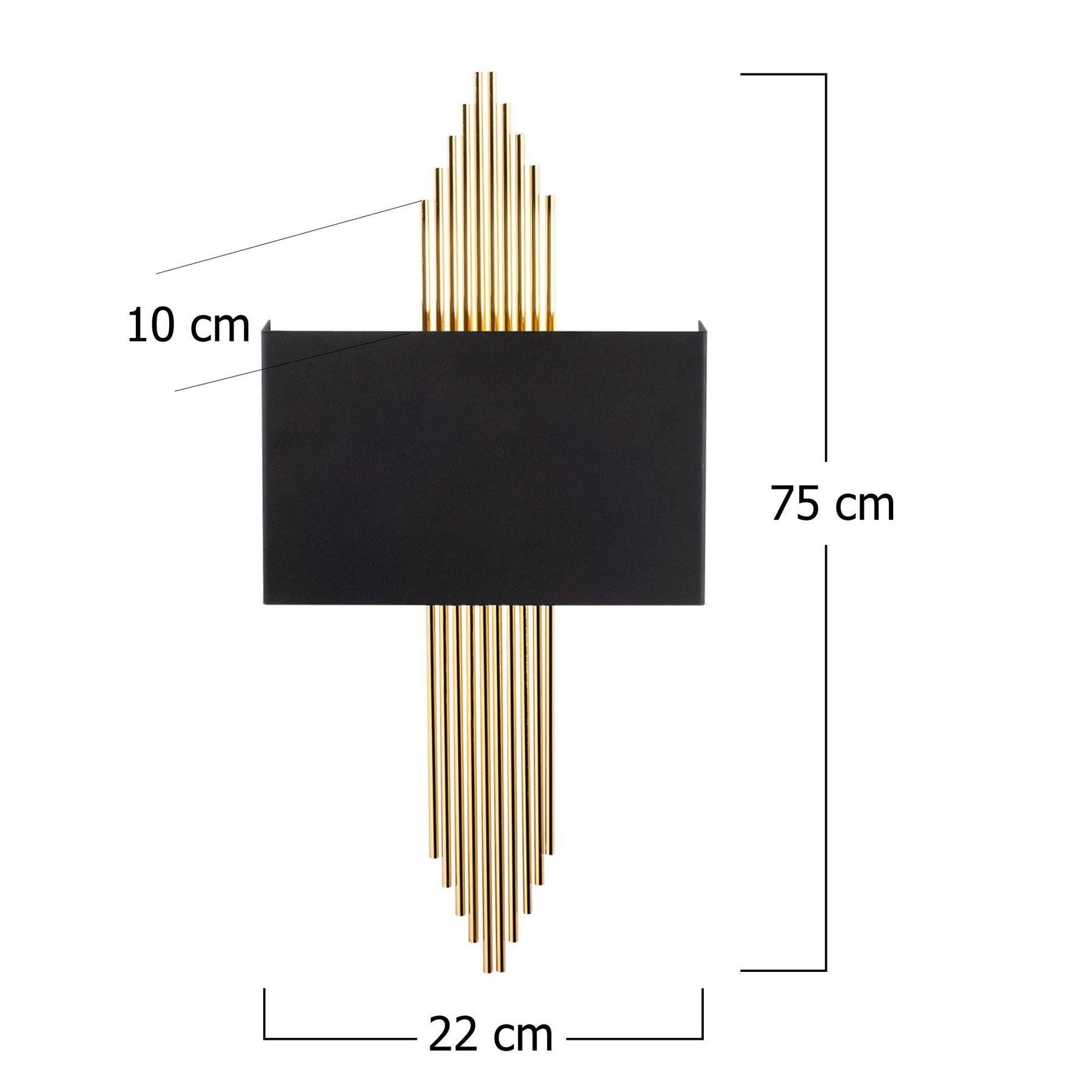 Lampa de perete 612-A, negru/auriu, metal, 75x10x22 cm