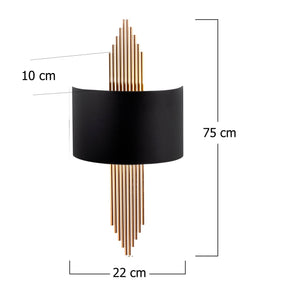Aplica de perete 617 - A, metal, negru/auriu, forma curbata, 75x10x22 cm