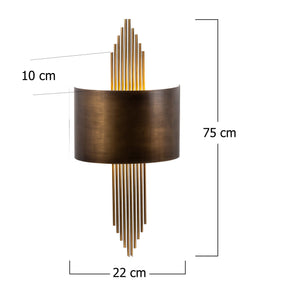 Aplica de perete 619 - A, metal, auriu, forma curbata, 75x10x22 cm