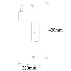 Lampa de perete Mum-3502, negru, metal, 6x22x42 cm