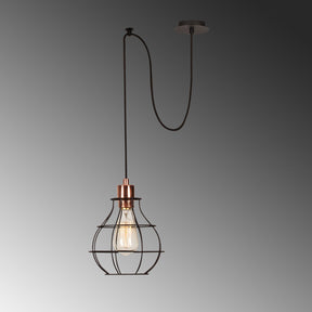 Lustra pe cablu Tellini, MR - 1002, cadru metalic, negru, 65x25x110 cm