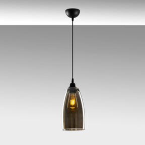Lustra Smoked-040, negru/fumuriu, metal/sticla, 127x13 cm