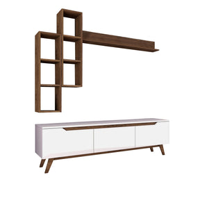 Set comoda TV si 3 rafturi M16-804, alb, PAL melaminat