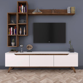 Set comoda TV si 3 rafturi M16-804, alb, PAL melaminat