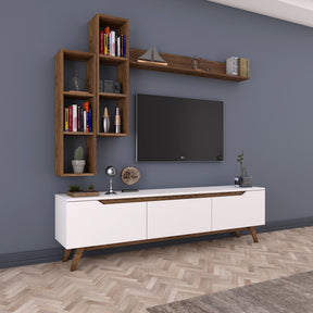 Set comoda TV si 3 rafturi M16-804, alb, PAL melaminat