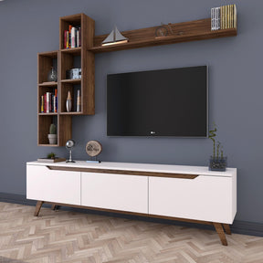 Set comoda TV si 3 rafturi M16-804, alb, PAL melaminat