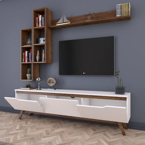 Set comoda TV si 3 rafturi M16-804, alb, PAL melaminat