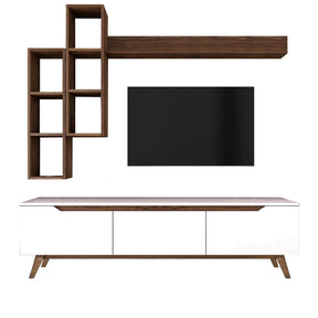 Set comoda TV si 3 rafturi M16-804, alb, PAL melaminat