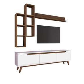 Set comoda TV si 3 rafturi M16-804, alb, PAL melaminat