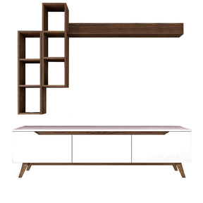 Set comoda TV si 3 rafturi M16-804, alb, PAL melaminat