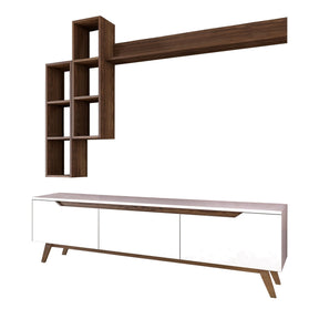 Set comoda TV si 3 rafturi M16-804, alb, PAL melaminat