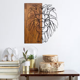 Accesoriu decorativ Kıng1, negru/nuc, lemn/metal, 47x58 cm