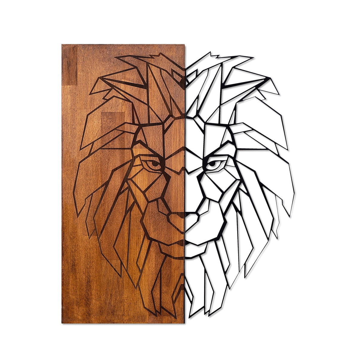 Accesoriu decorativ Kıng1, negru/nuc, lemn/metal, 47x58 cm