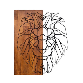 Accesoriu decorativ Kıng1, negru/nuc, lemn/metal, 47x58 cm
