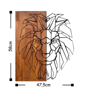 Accesoriu decorativ Kıng1, negru/nuc, lemn/metal, 47x58 cm