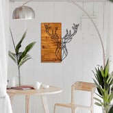 Decoratiune perete Deer1, lemn/metal, 30 x 40 cm