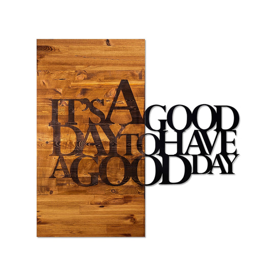 Accesoriu decorativ 899SKL1214, negru/stejar, metal/lemn, 58x58 cm