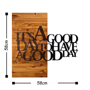 Accesoriu decorativ 899SKL1214, negru/stejar, metal/lemn, 58x58 cm