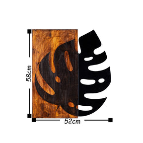Accesoriu decorativ Leaf 2, negru/nuc, metal/lemn, 52x58 cm