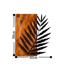 Accesoriu decorativ Leaf 3, nuc/negru, lemn/metal, 50x58 cm