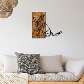 Accesoriu decorativ Cat, negru/stejar, metal/lemn, 65x58 cm