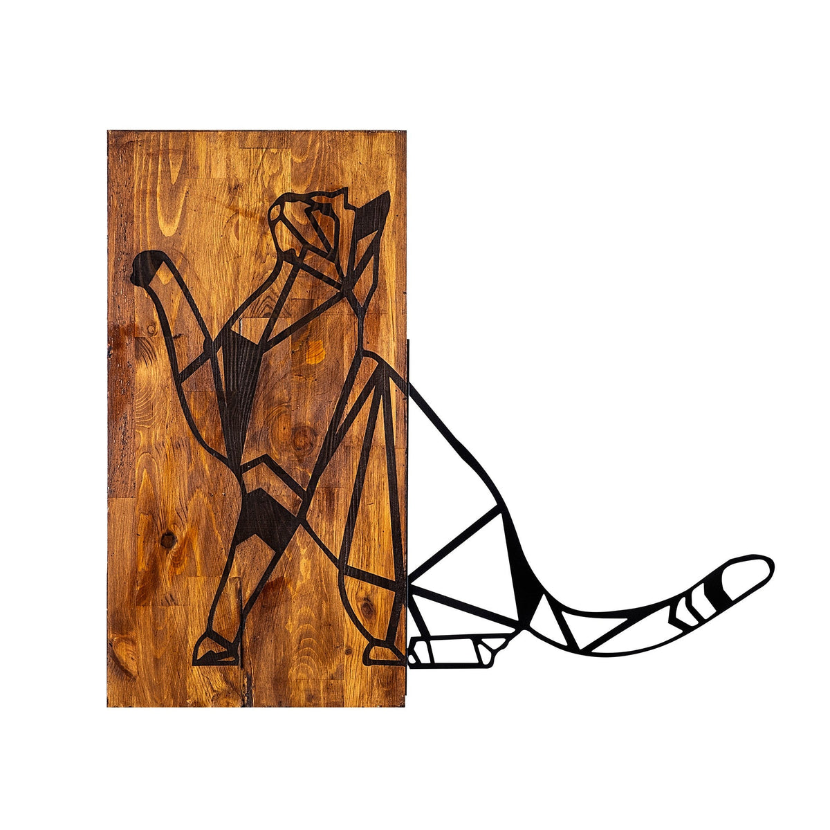 Accesoriu decorativ Cat, negru/stejar, metal/lemn, 65x58 cm