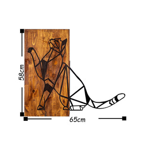 Accesoriu decorativ Cat, negru/stejar, metal/lemn, 65x58 cm