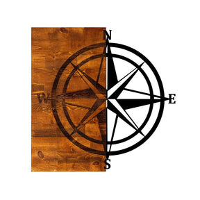 Decoratiune perete Pusula, stejar/negru, lemn/metal, 58x58 cm