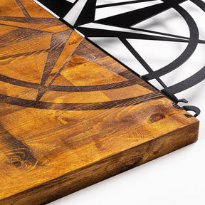 Decoratiune perete Pusula, stejar/negru, lemn/metal, 58x58 cm