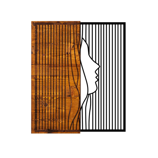 Accesoriu decorativ Esaret, negru/stejar, lemn/metal, 48x58 cm