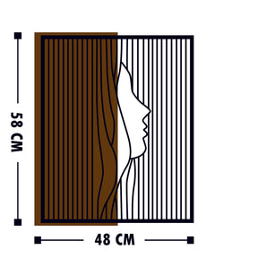 Accesoriu decorativ Esaret, negru/stejar, lemn/metal, 48x58 cm