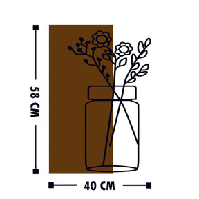 Accesoriu decorativ Cicek1, negru/stejar, lemn/metal, 40x58 cm