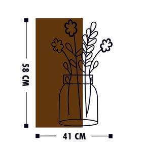 Accesoriu decorativ Cicek2, stejar/negru, lemn/metal, 41x58 cm