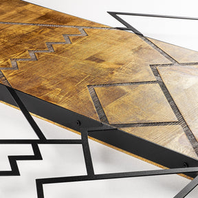 Accesoriu decorativ Mountain, stejar/negru, lemn/metal, 75x58 cm