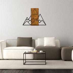 Accesoriu decorativ Mountain, stejar/negru, lemn/metal, 75x58 cm