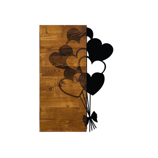 Accesoriu decorativ Love, negru/nuc, lemn/metal, 39x58 cm