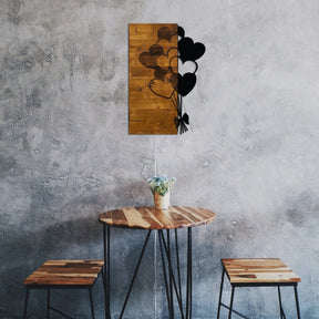 Accesoriu decorativ Love, negru/nuc, lemn/metal, 39x58 cm