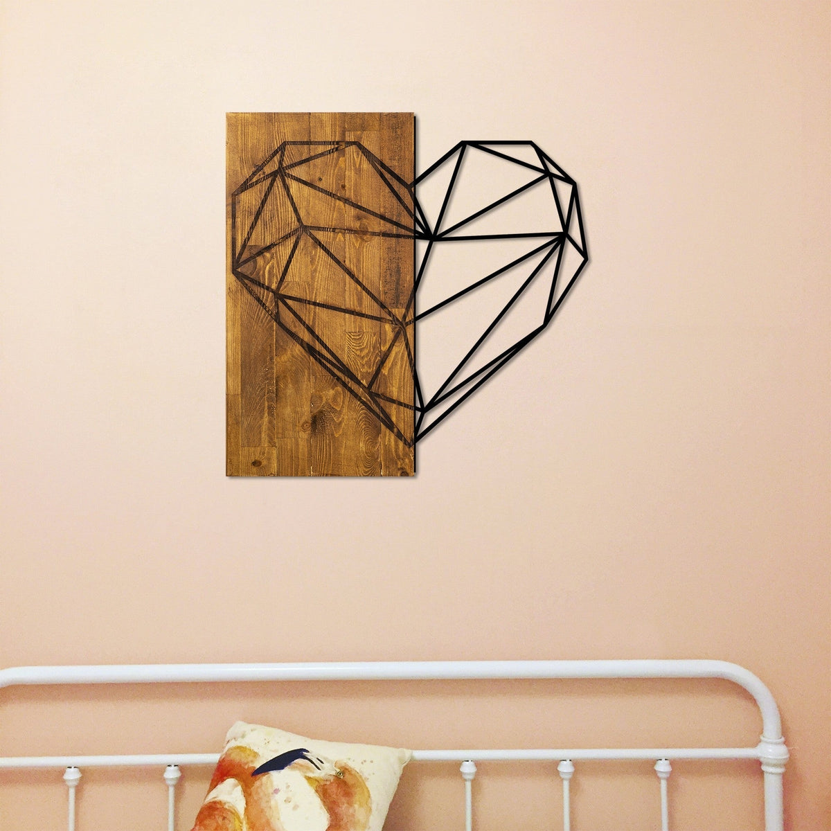 Tablou Heart, lemn/metal, maro/negru, 58 x 58 cm