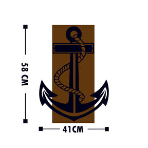 Accesoriu decorativ Anchor, negru/stejar, lemn/metal, 41x58 cm