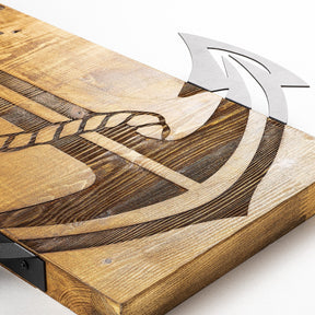 Accesoriu decorativ Anchor, negru/stejar, lemn/metal, 41x58 cm
