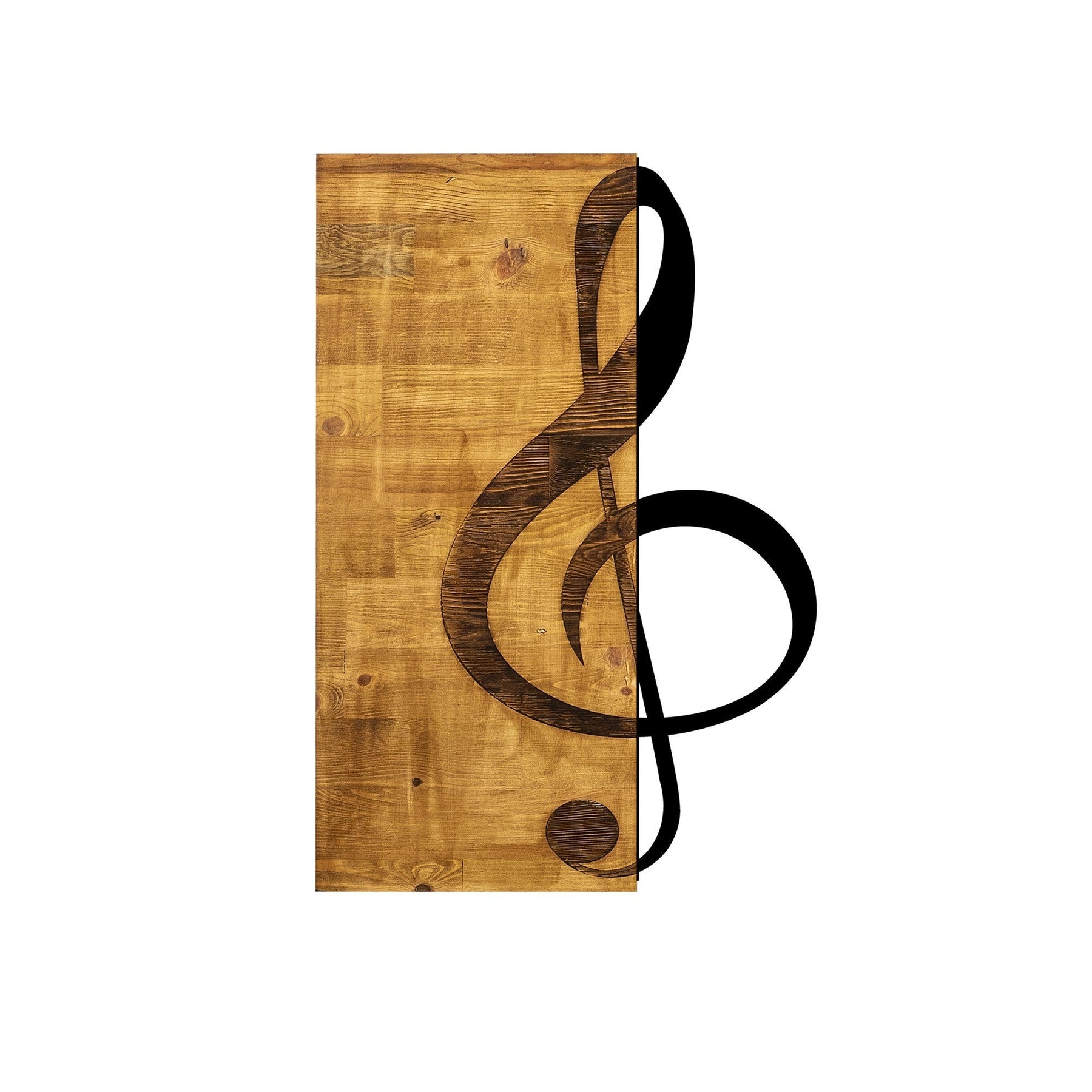 Decoratiune perete Treble Clef, stejar/negru, lemn/metal, 39x58 cm