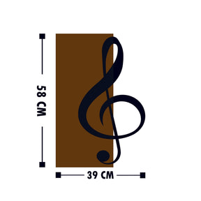 Decoratiune perete Treble Clef, stejar/negru, lemn/metal, 39x58 cm