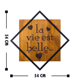 Accesoriu decorativ La Vie Est Belle, negru/nuc, lemn/metal, 54x54 cm