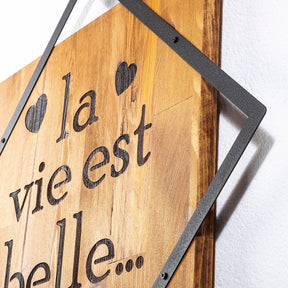 Accesoriu decorativ La Vie Est Belle, negru/nuc, lemn/metal, 54x54 cm