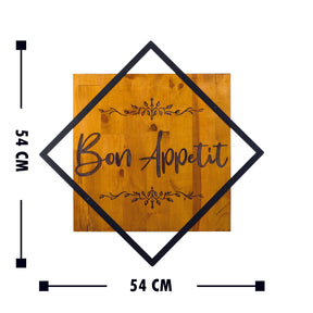 Accesoriu decorativ Bon Appetit, stejar/negru, lemn/metal, 54x54 cm