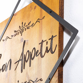 Accesoriu decorativ Bon Appetit, stejar/negru, lemn/metal, 54x54 cm